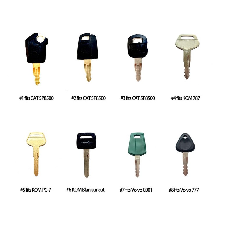 16 Construction Ignition/Heavy Equipment Key Set Compatible with Volvo Caterpillar