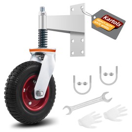 8inch Fence Gate Wheels for Metal Tube Gate 600lb Capacity, 360-Degree Rotation, Spring-Loaded Heavy Duty Gate Caster with Screws & Screwdriver Fence Durable Wheel for Smooth Gate Operation