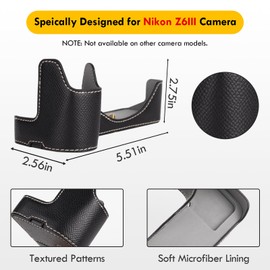 Protective Camera Case for Nikon Z6III Mirrorless Camera,For Nikon Z6 III Half Case with Soft Microfiber Inner For Nikon Z6 III Camera Cover Function Well 1/4"-20 Hole Retro PU Texture-Dark Black