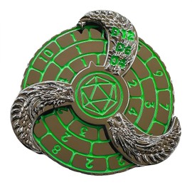 D&D Themed Fidget Spinner, dice Spinner, D4,D6, D8, D10, D12,D20,D% 7-in-1 Metal dice, Perfect for D&D Dungeons and Dragons, RPG and Pathfinder Role Playing Games (Green)