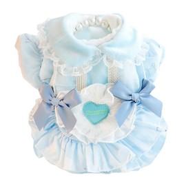 Dog Princess Dresses for Small Dogs Lolita Clothes Costume Pet Hoodies Girl Cute Coat Outfits Sunmmer Costumes (XS,Blue)
