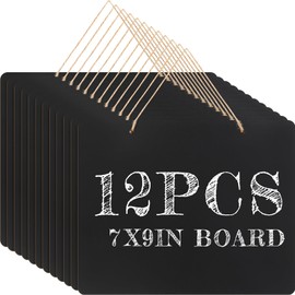 Harloon 12 Pcs Hanging Chalkboard Signs Bulk Double Sided Chalkboards Small Chalkboard Erasable Message Board Sign with Hanging String for Wedding Birthday Party Event Decorations(Rectangle)