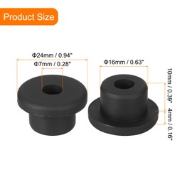 uxcell 15Pcs 2/7" ID, 5/8" Drill Hole Rubber Grommets, Top Hat Grommets Firewall Hole Plug Fit 7mm Wire for Vinyl Tubing in Hydroponic Irrigation Systems, Black