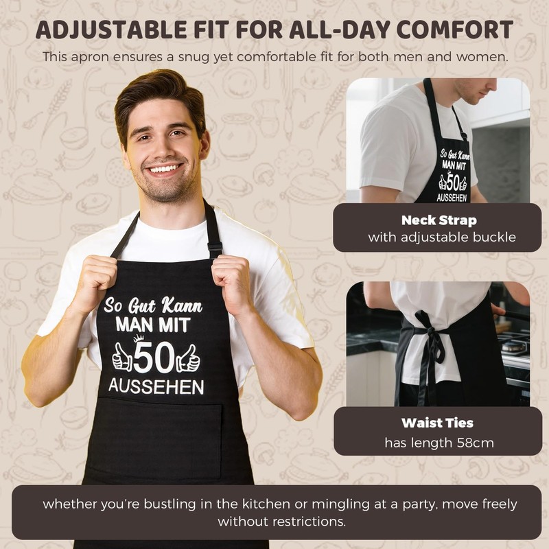 Bafiwu Funny BBQ Apron for Men, Cooking Apron Black, Gift