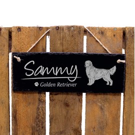 Dekolando Home Accessories Engraved Slate Sign with Dog Name Plate 22 x 8 cm