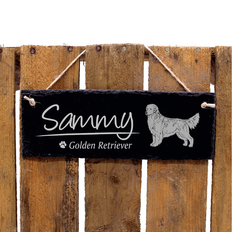 Dekolando Home Accessories Engraved Slate Sign with Dog Name Plate