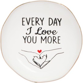 I Love You More Jewelry Tray - Gifts for Wife Romantic, Ceramic Trinkets Ring Dish, for Valentine's Day, Mother's Day, Anniversary, Birthday Gifts for Wife from Husband, I Love You More Every Day