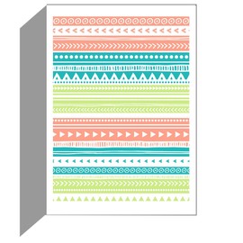 CafePress Lime Teal Coral Tribal V Greeting Card (20-pack), Note Card with Blank Inside, Birthday Card Glossy