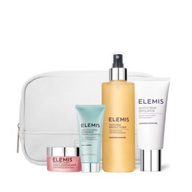 ELEMIS Skin Radiance Collection 4-step skincare consisting of cleansing treatment balm, energizing cleanser, soothing toner, and smoothing exfoliator / ELEMIS 스킨 래디언스 컬렉션 클렌징 트리트먼트 밤, 에너자이징 클렌저, 진정 토너, 스무딩 각질 제거제로 구성된 4단계 스킨케어
