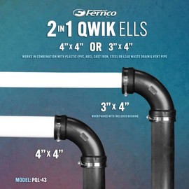 Fernco 4" Flexible PVC 90-Degree Elbow Includes Optional 3" Reducer Bushing for DWV Cast Iron, Steel and Plastic Pipe Connections