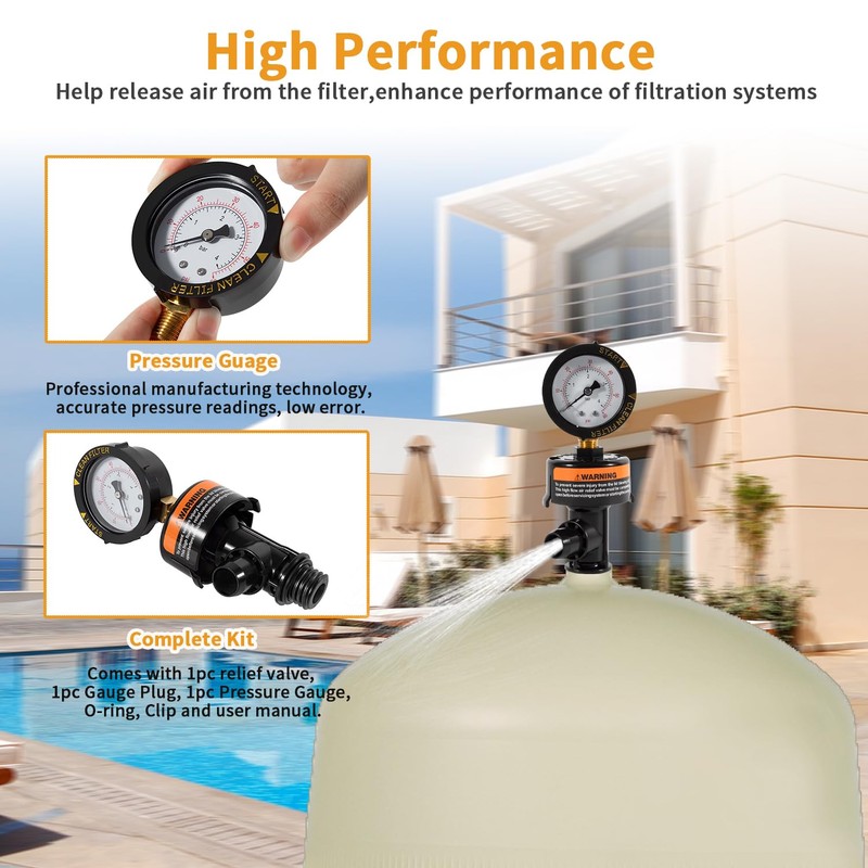 98209800 High Flow Manual Relief Valve Replacement with Pressure Gauge/Air