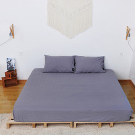 Grounding Fitted Sheet,with15 Feet Grounding Cord,Grounding Bed Cover for Efficient Sleep, Reduce Stress Natural Healthy (76"x80"x14")(Gray, King)