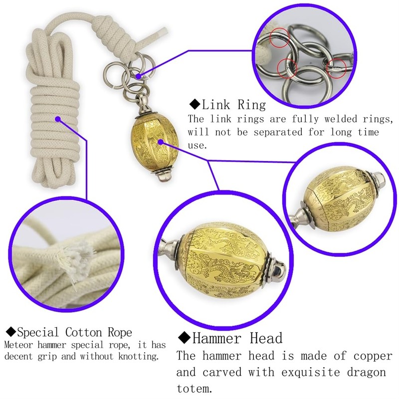 PHYSKOW Meteor Hammer Chinese Kungfu Traditional Martial Arts Soft Equipment