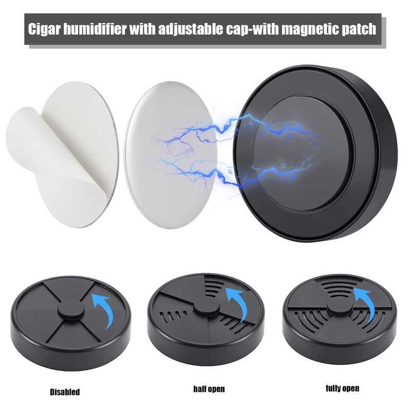 TISFA Cigar Humidifier, Adjustable Cigar humidor humidifiers, Black Round Humidor
