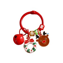 Christmas Keychain Tag pendant Creative Metal Santa Key chain couple bag accessories -Christmas wreath