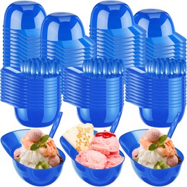 Tanlade Baseball Helmet Ice Cream Snack Bowl 8 oz Mini Baseball Cap Bowls Kids Helmet Chip Bowl Sundae Helmets Plastic Baseball Helmet Cups for Party with Disposable Taster Spoons(Blue)