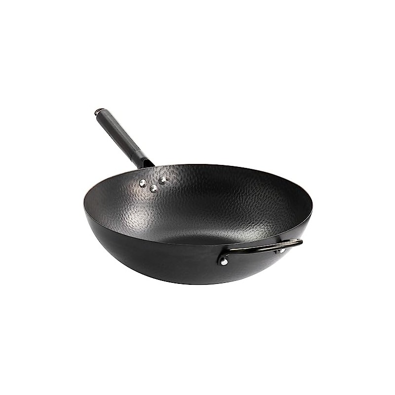 Gibson Home Hammered 13 Inch Heavy Gauge Carbon Steel Wok