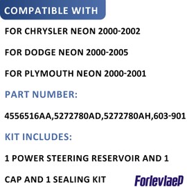 Forlevlaep Power Steering Reservoir w/Cap for Dodge Neon 2000-2005 Chrysler Plymouth 2.0L 603-901 5272780AD