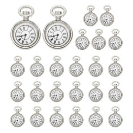 PATIKIL Watch Clock Charm Pendant, 25 Pcs Alloy Enamel Retro Vintage Pocket Watch Charm for Woman Necklace Earring Bracelet Jewelry Making and DIY Crafts, Dark Silver, 0.67 x 0.5 Inch