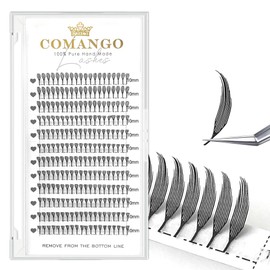Premade Spire Eyelashes Manga Lash Fans C/D Curl Anime Spiky Natural Wispy Lash Extension Feather Shape Comic Lashes 0.07mm lndividual Lashes (Black Spire, 0.07-C-10mm)