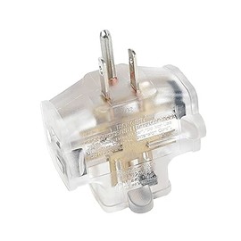 Novelty Lights 3 Way Tap For Making 3 Outlets Out of One, Clear, Grounded Plug
