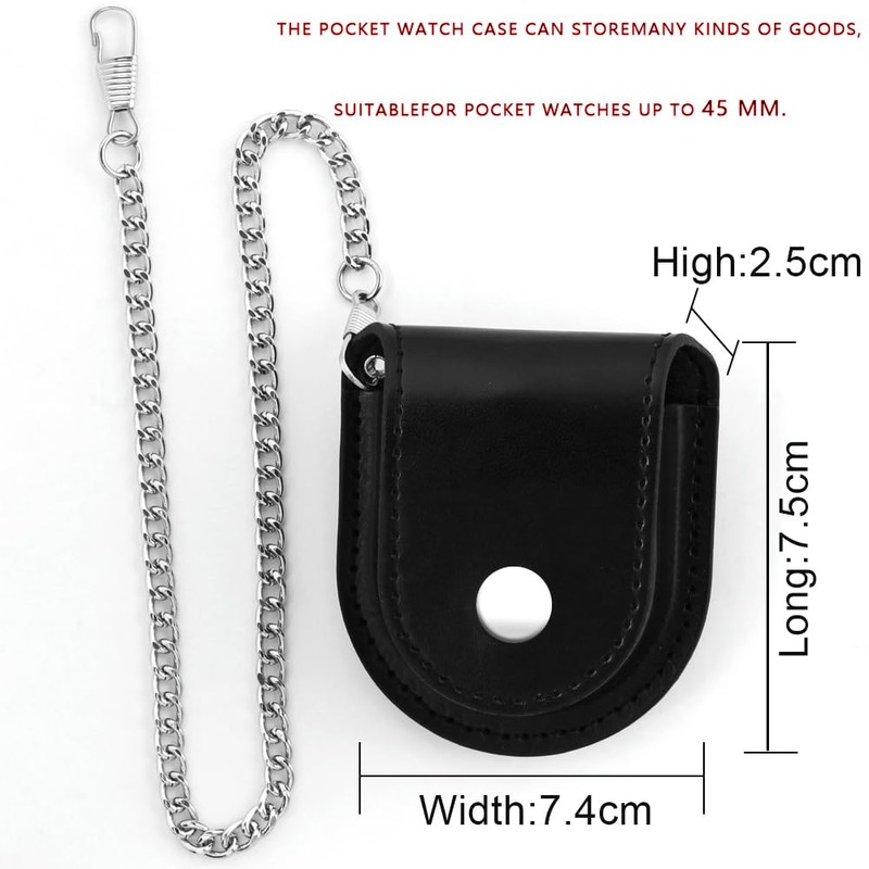 Tiong Vintage PU Leather Pouch Pocket Watch Bag 45mm Holder