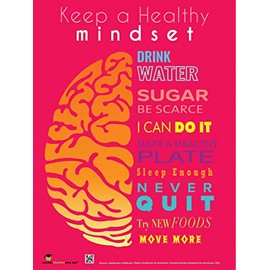 NutritionEducationStore.com Keep A Healthy Mindset - Motivational Health Poster 18" x 24" Laminated