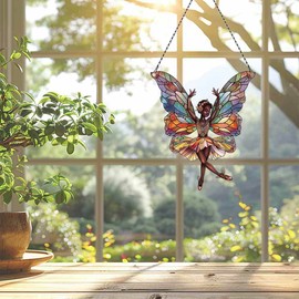 Black Fairy Ornament Acrylic Window Hanging; Black Fairy Christmas Decor, Home Wall Room Hanging Decor, Gift for Black Fairy Lovers