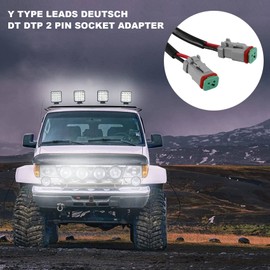 Dytabepl Y Type Cable German DT DTP 2 Pin Female Adapter for LED Pod Work Headlight Retrofit Connector Wiring Harness