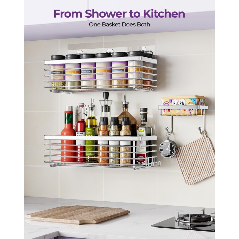 ODesign Shower Caddy 3 Pack SUS304 Stainless Steel-No Drilling-Shower Bathroom