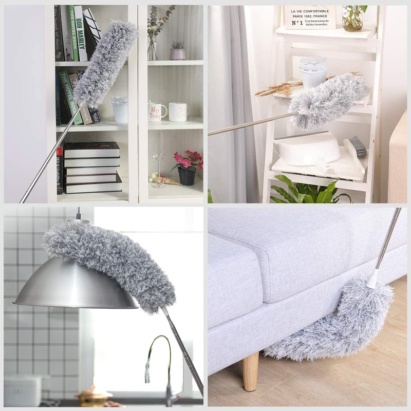 Microfiber Feather Duster, Extendable Cobweb Duster with 100 inches Extension