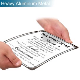 Funny Bathroom Rules Sign Please Flush Toilet Vintage Bathroom Wall Decor for Home Restroom Door Humor Metal Plaque 8 x 12 Inch