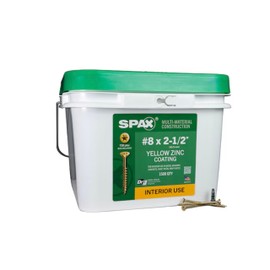 SPAX #8 x 2-1/2" Interior Flat Head Wood Screws Construction Framing Torx T-Star Plus (1500 EA) Bulk Pail Includes 2 Bits Countersunk Flush Finish