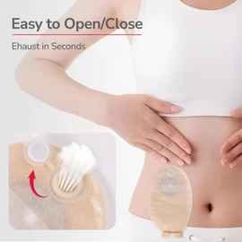 DERAYMI 20PCS Colostomy Bags, One Piece Ostomy Bag with Air Vent, 20-66mm Cuttable Hydrocolloid Sump Drainable Pouches, Ostomy Supplies for Colonoscopy Ileostomy Stoma Care (DH5)