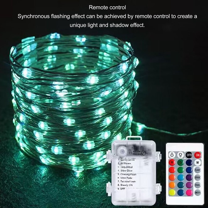 2pcs String Lights Remote Control LED Fairy Lights 16 Colors