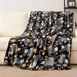 Opossum Blanket Gifts for Possums Lovers Soft Flannel Stuffed Animal Opossum Throw Blanket Birthday Gift Bedding Decor for Women Girls Kids Adults 50"x40"