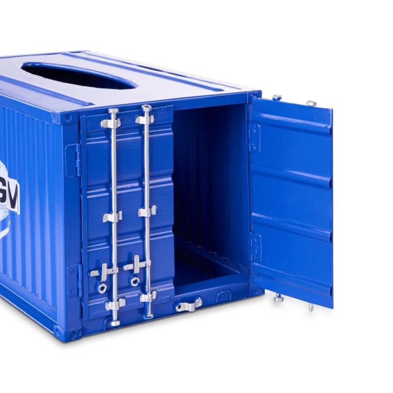 Shipping Container Style Tissue Box Metal Iron Storage Box Bluesize: