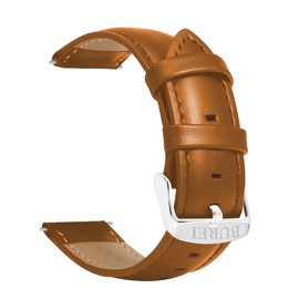 BUREI Leather Watch Band Men Women,Thin Ultra-Soft Brown 20mm Watch Bands,Vintage Classic Top Grain Calf Leather Replacement Strap,Silver Buckle
