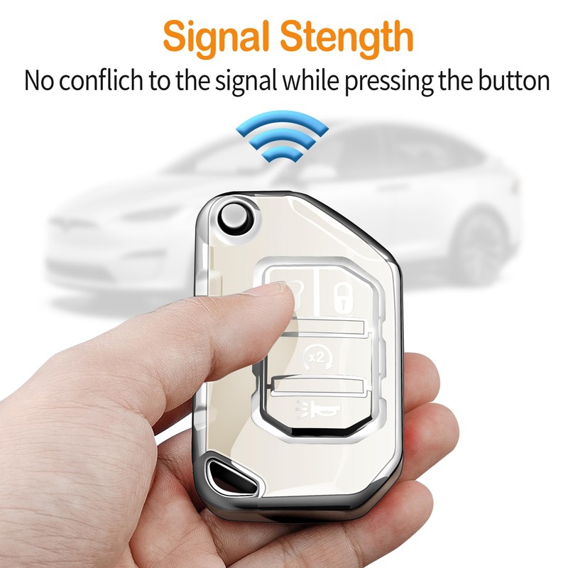 Sindeda for Jeep Key Fob Cover with Keychain Soft Full