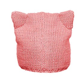 BIBITIME Handmade Knitted Pussycat Hat Winter Spring Lady Women Beanie Warm Cap (Pink, One Size for Adult)