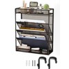 ZNMYDMT 5 Tier Mesh Wall File Organizer,3 Pockets vertical Mount