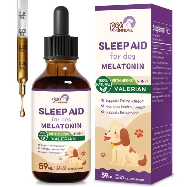 PetoriMMUNE Natural Sleep aid for Dog Melatonin Drops, Supports Falling