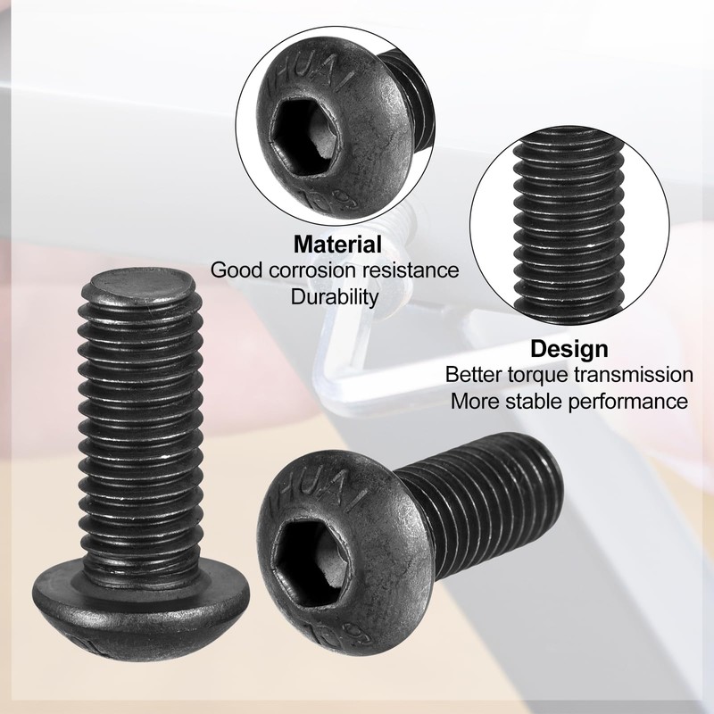 sourcing map M5x6mm Hex Socket Button Head Cap Bolts Screws