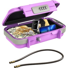 AMIR Portable Safe Box, Combination Security Case LockBox with Code, Waterproof Anti-Theft Mini Travel Safe Box with Removable Chain, Security Box for Home,Office - Pink
