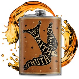 Love, Faith, Bird 8 Oz Stainless Steel Hip Flask for Liquor - Comes in a Gift Box - Leakproof Design - Easy to Clean - 3.75” X 5.75” - By Trixie & Milo