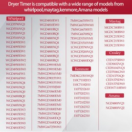 Dryer Timer Replace WGD4950HW0 WGD4800XQ1 WGD4815EW0 WGD4815EW3 WGD4815EW1 WGD4910XQ1 MGDC215EW0 MGDC215EW1 MGDC300BW0 WGD4800BQ1 WGD4916FW1 7MWGD9919EM0 WGD4850XQ1 7MWGD1730JQ0 WGD4850XQ0