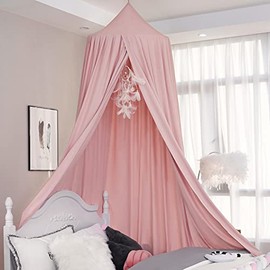 Extra Large Kids Bed Canopy for Girls Boys Bedroom Decor,Crib Canopy Nursery Canopy Hanging Canopy Blocking Light Canopy Reading Nook Canopy (Beige Pink)