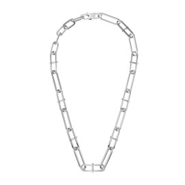 Fossil HERITAGE D-LINK Stainless Steel Chain Necklace, Stainless Steel, No Gemstone