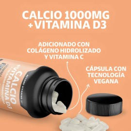 Beyond Vitamins | Calcio 1000 + Vitamina D3 | Potenciado Con Colágeno Hidrolizado Puro (Colageno Polvo) Y Vitamina C Capsulas | Caltrato 1000mg - Vitaminas Mujer / Hombre - (180 Cápsulas)