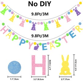 GCQQ Happy Easter Banner, No DIY Easter Garland, Cute Bunny Banners, Rustic Easter Banner Decorations for Fireplace, Mantle or Outdoors Decoration